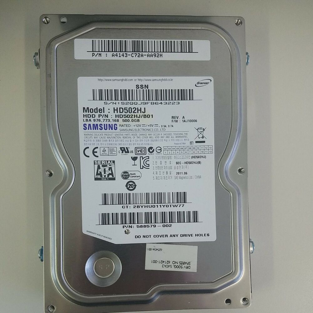 Samsung HD502HJ HD502HJ/B01 FW: 1AJ10006 500GB SATA 3.5" HD A4143-C72A-AA92H